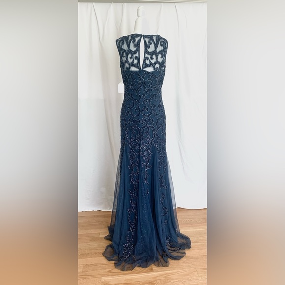 Never altered never worn formal beaded gown by Montage Size S. Deep Ocean (Navy) - Picture 2 of 9